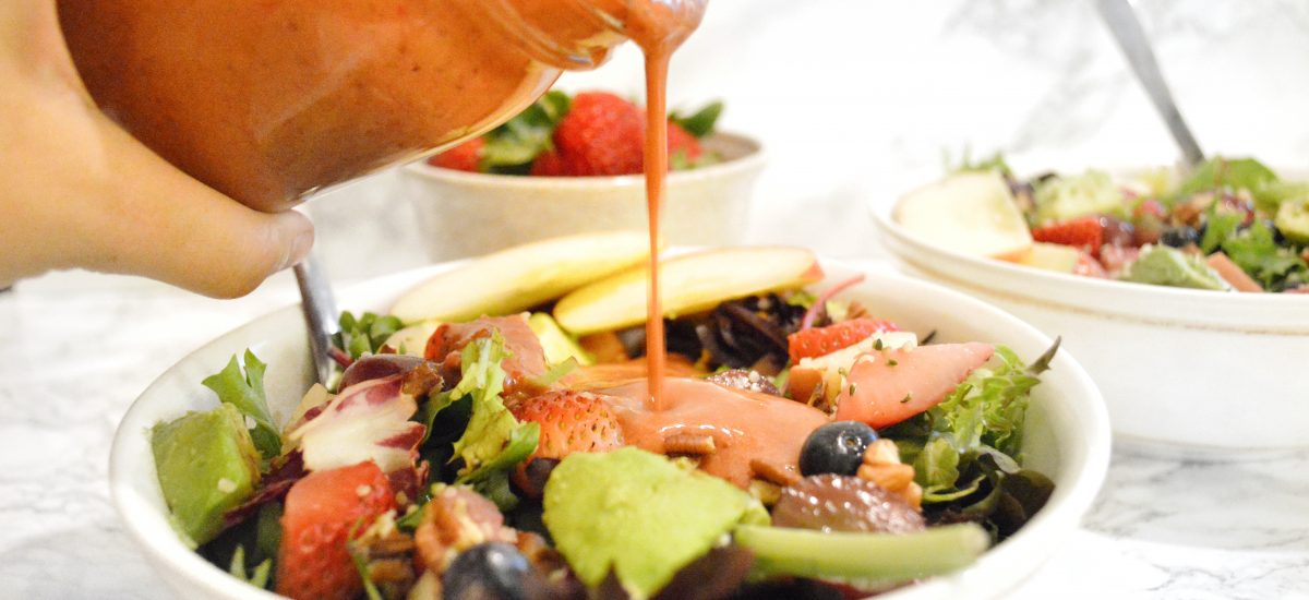 Easy Summer Salad with Strawberry Balsamic Vinaigrette (Vegan)