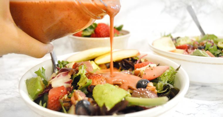 Easy Summer Salad with Strawberry Balsamic Vinaigrette (Vegan)